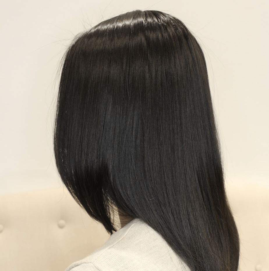 a person's hair with keratin treatment